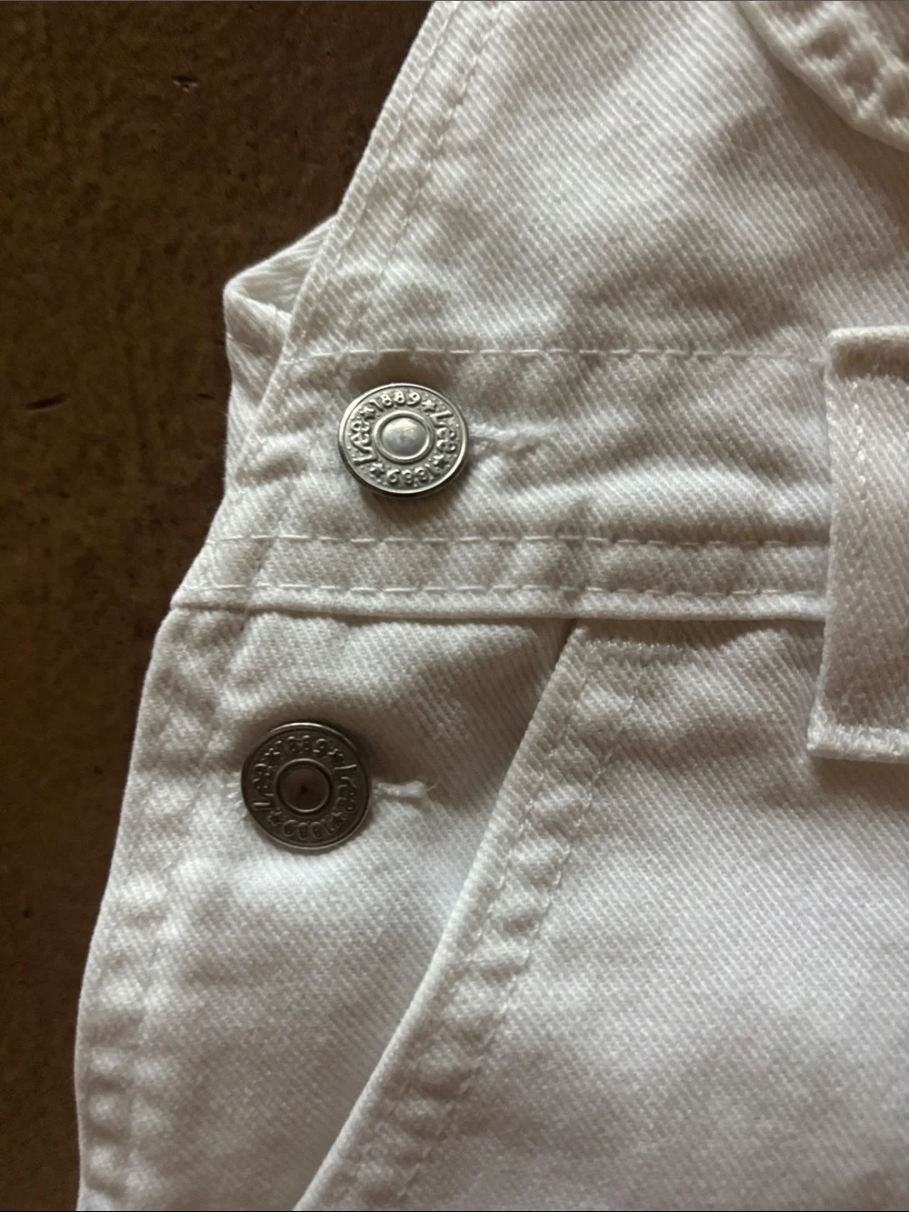 Vintage 70s/80s LEE Kids Small White Denim Jean Short Overalls Romper 7/8